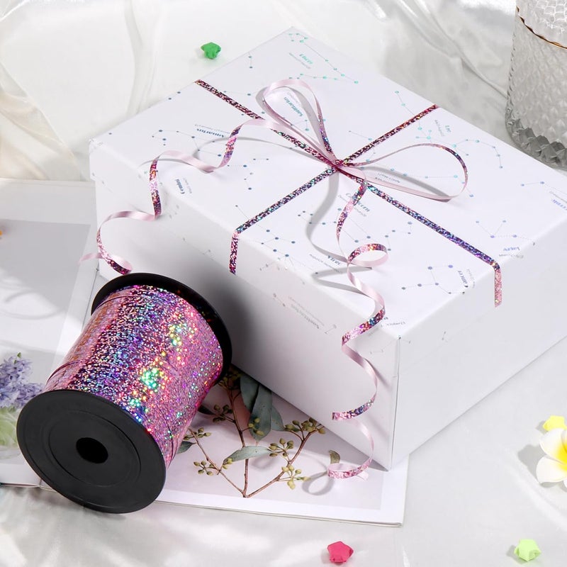 OMISELIO Pink Curling Ribbon, 500 Yard Shiny Metallic Curling Ribbon for Gift Wrapping, Balloons, Baby Showers, Birthdays 3/16 - Image 3